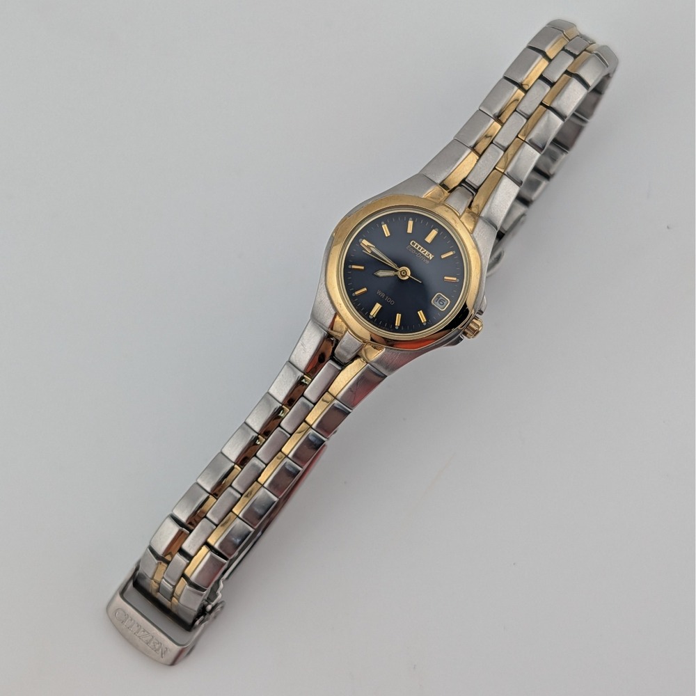 Citizen Eco-Drive E011-K15711 Women's Two-Tone Blue Dial Watch New Capacitor - Picture 11 of 12